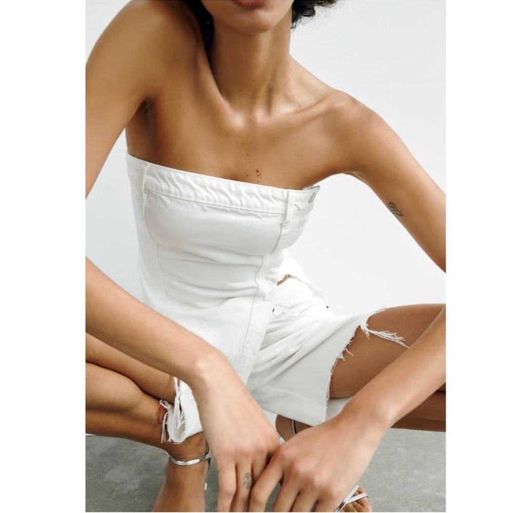 White denim corset top